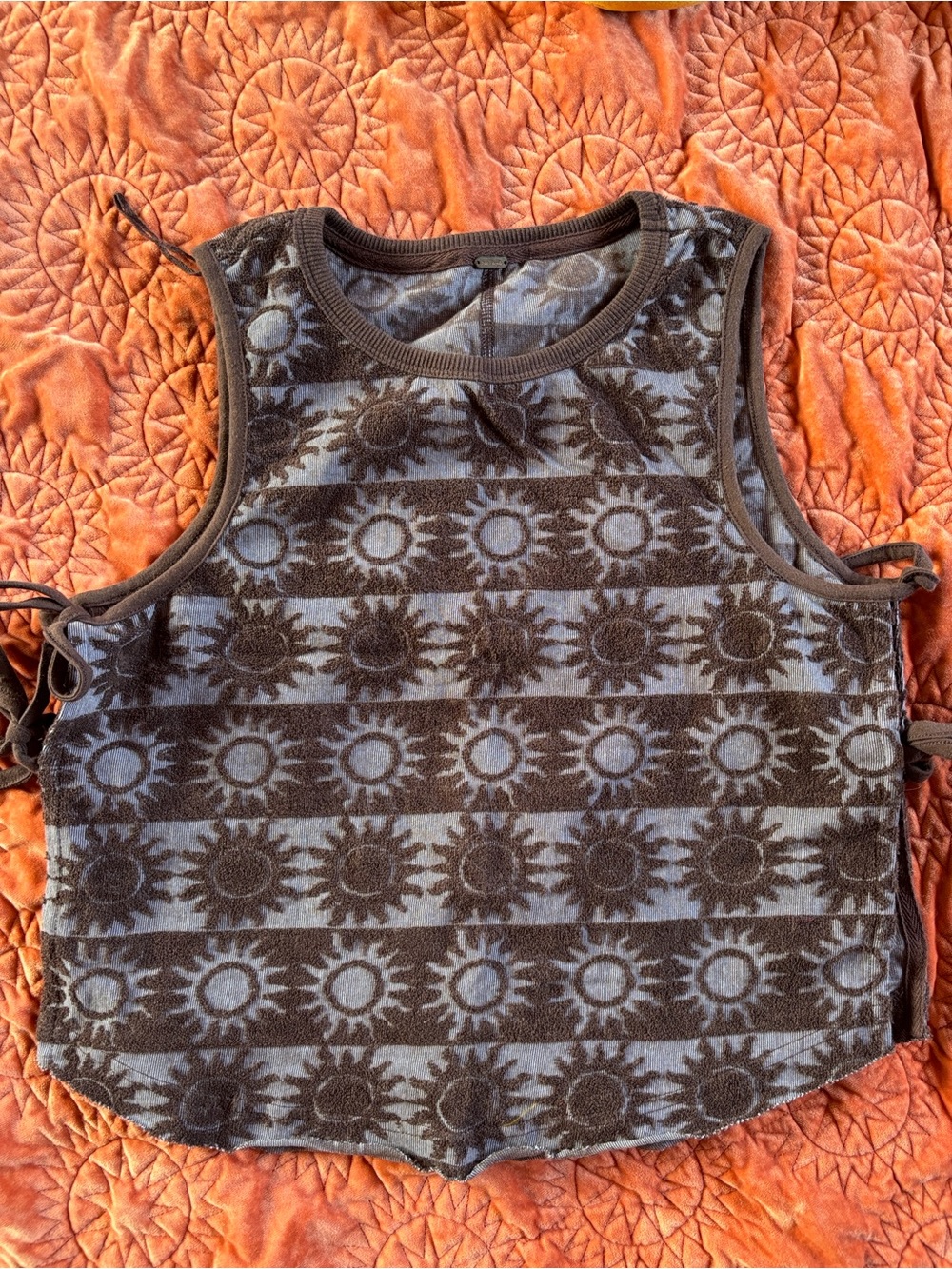 Free People Sunburst Pattern Knit Vest in Brown and Gray